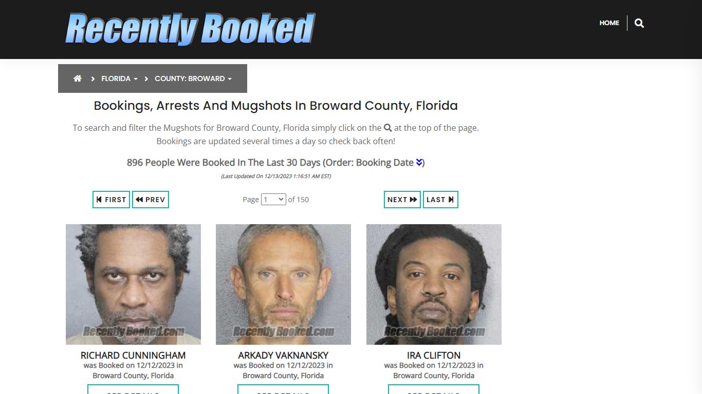 Recent bookings, Arrests, Mugshots in Broward County, Florida